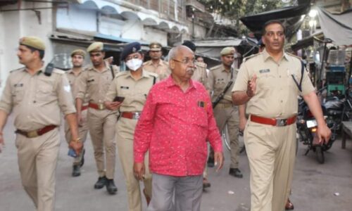 एडीसीपी राहुल मिठास ने पुलिस कमिश्नरेट कानपुर की टीम के साथ कानपुर हटिया होली मेला रूट का किया निरीक्षण