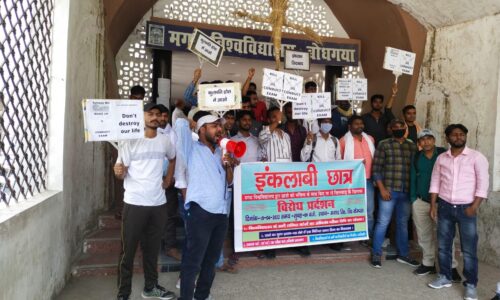 विश्वविद्यालय के कुलपति और बिहार के राज्यपाल का किया पुतला दहन