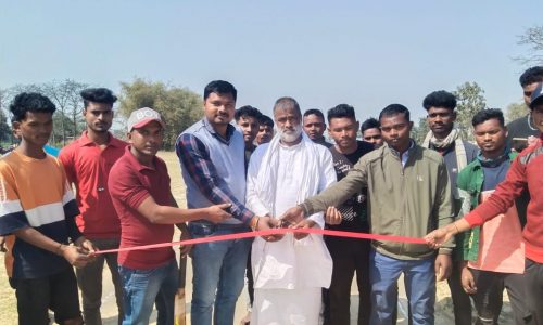 क्रिकेट टूर्नामेंट का मुखिया सागर यादव आदि ने फीता काटकर किया शुभारंभ