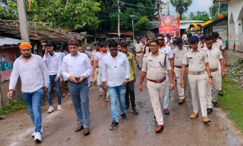 नगर में शौर्य जागरण यात्रा निकाला गया, प्रशासन मुस्तैद।
