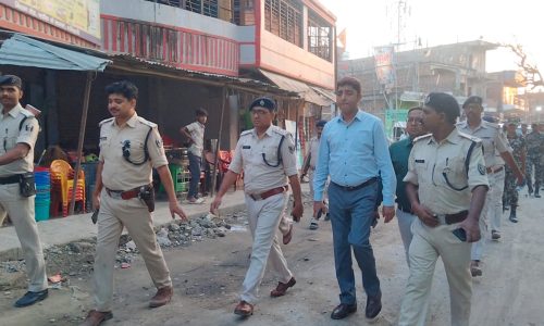 अनुमंडल के मनिहारी नगर क्षेत्र में फ्लैग मार्च निकाला गया।