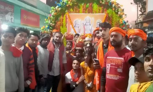 अवधनगरी से मनिहारी पहुंचा अक्षत कलश श्रद्धालुओं ने निकाली यात्रा