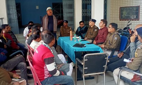 सरस्वती पूजा को ले मनिहारी थाना परिसर में शांति समिति की बैठक
