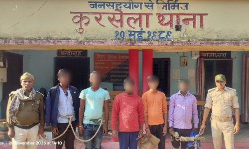 शराब पीने के आरोप में पाँच युवक गिरफ्तार