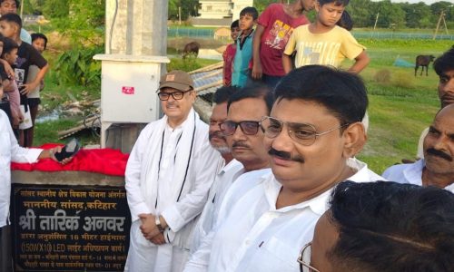 मनिहारी में सांसद निधि से हाईमास्ट लाइट का उद्घाटन
