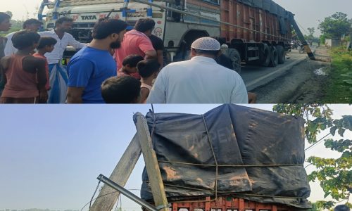 बिजली के तार में उलझा 16 चक्का, टूट गए 11 केवी के दो पोल।लालटोला में बाल-बाल बचीं सैकड़ों जिंदगियां; करंट प्रवाहित लाइन के बीच हुआ हादसा, आबादपुर पुलिस ने ट्रक जब्त किया