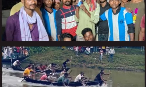 पुरिया घाट में नाव दौड़ प्रतियोगिता का आयोजन, शिकारपुर ने जीता खिता